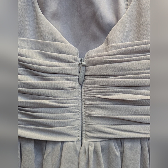 Azazie Dusty Blue Bridesmaid Dress Size A0 A-Line Pleated Chiffon Formal Gown - Picture 5 of 13